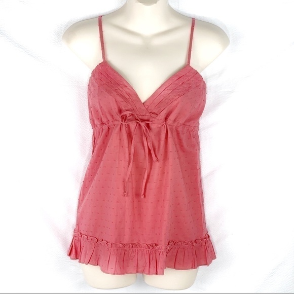 New-pathway LA Boutique Brand, Swiss Dot Cotton, Strappy Front Tie Camisole Top - Picture 7 of 9